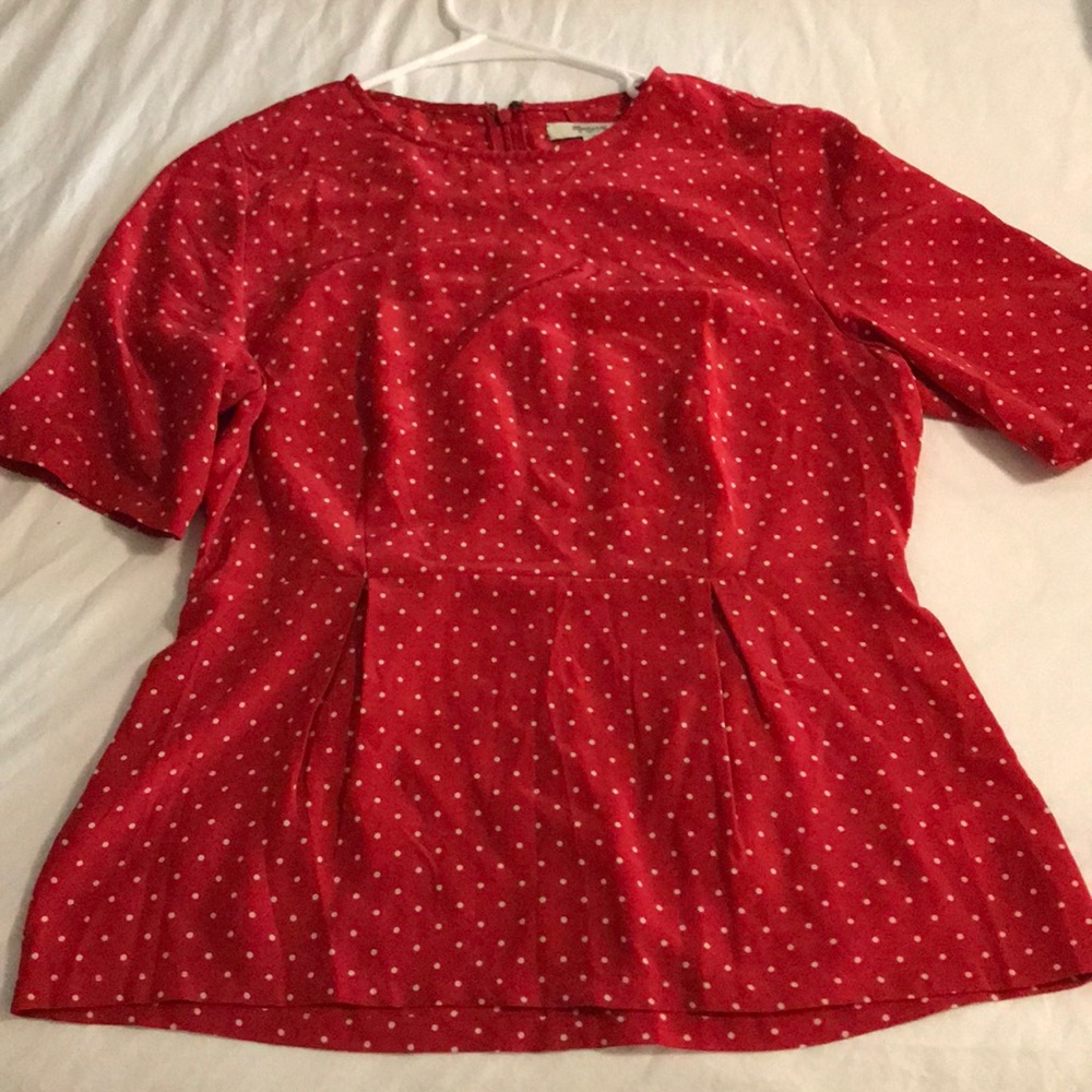 Red Polka Dot Madewell Blouse